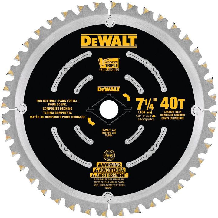 DEWALT 7-1/4-in 40T Composite Deck Blade, large image number 0