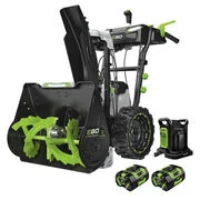 EGO POWER+ 24 Inch Two-Stage Self-Propelled Snow Blower Kit with Two 6 Ah Batteries and Dual Port Charger