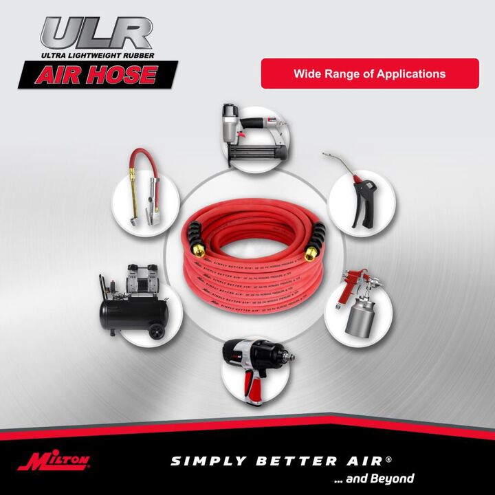 Milton ULR 3/8in ID x 50' (3/8in MNPT) Ultra Lightweight Rubber Air Hose for Extreme Environments, large image number 5