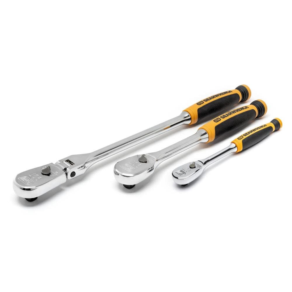 GEARWRENCH 3 Piece 1/4in and 3/8in 90 Tooth Dual Material Ratchet Set, large image number 8