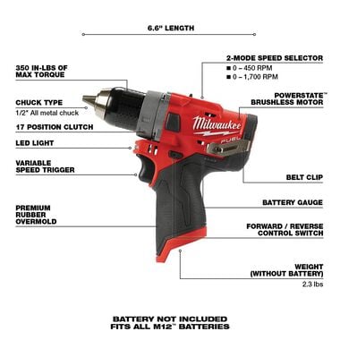 Milwaukee M12 FUEL 1/2 in. Drill Driver (Bare Tool), large image number 6