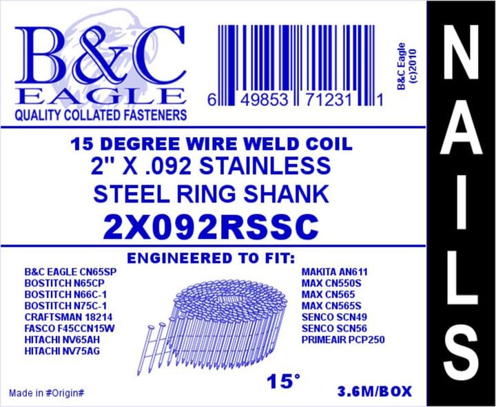 B and C Eagle Nails 2 x .092 3600qty, large image number 1