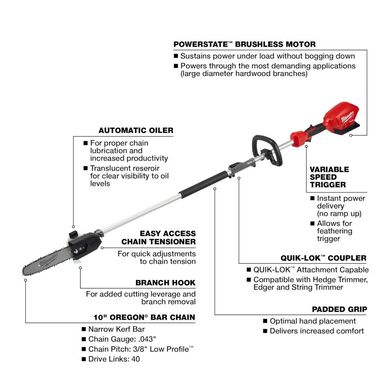 Milwaukee M18 FUEL 10inch Pole Saw (Bare Tool) with QUIK-LOK, large image number 3