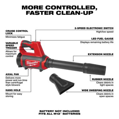 Milwaukee M12 Compact Spot Blower (Bare Tool), large image number 2