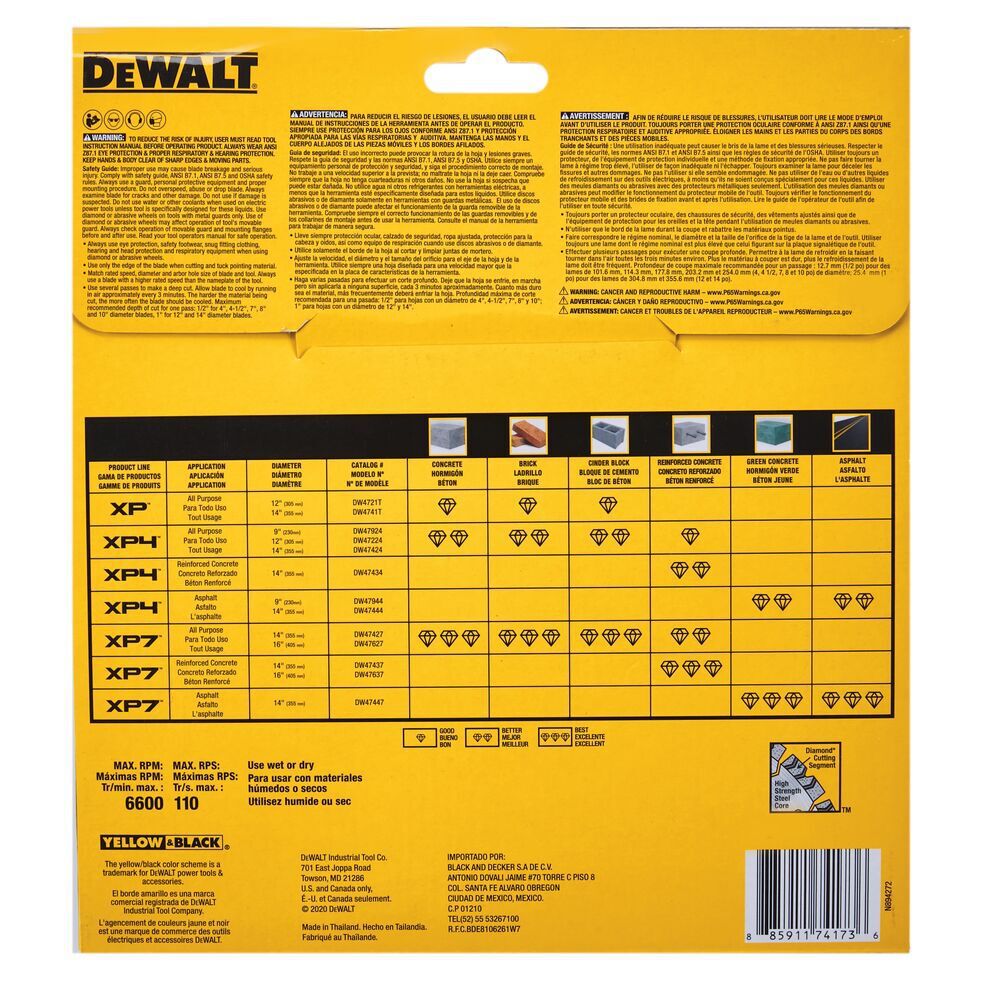 DEWALT XP4 All-Purpose 9 Inch Segmented Rim Diamond Blade for Fast Cuts in General Purpose Concrete, large image number 9