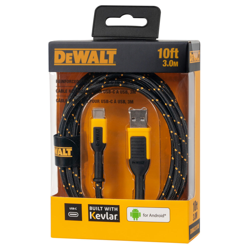 DEWALT Phone Charger USB-A to USB-C Reinforced Braided Cord 10', large image number 8