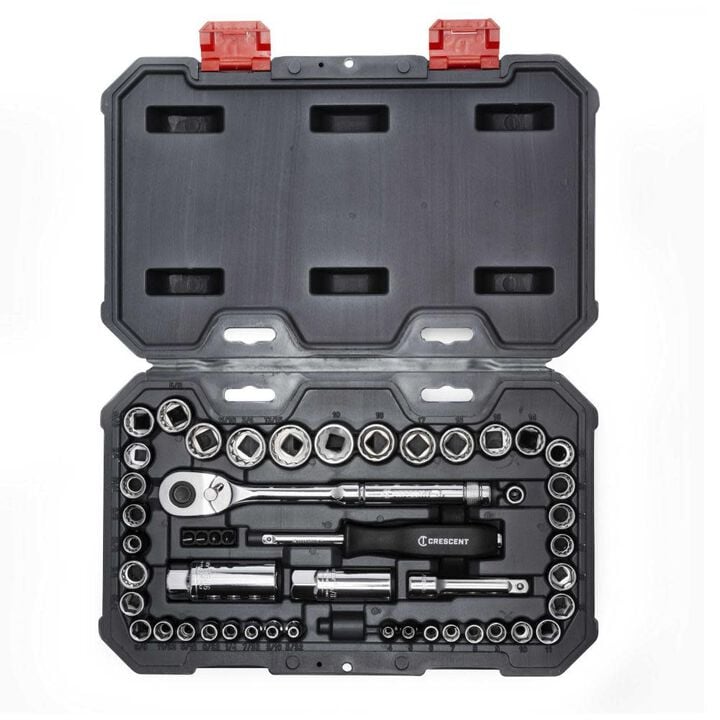 Crescent 50 Pc 1/4 and 3/8in Drive 6 & 12 Point SAE/Metric Mechanics Tool Set