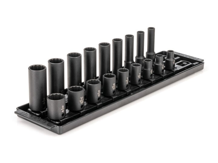 Tekton 3/8 Inch 12 Point Impact Socket Set, 18 Pieces (5/16-3/4 Inch), large image number 0