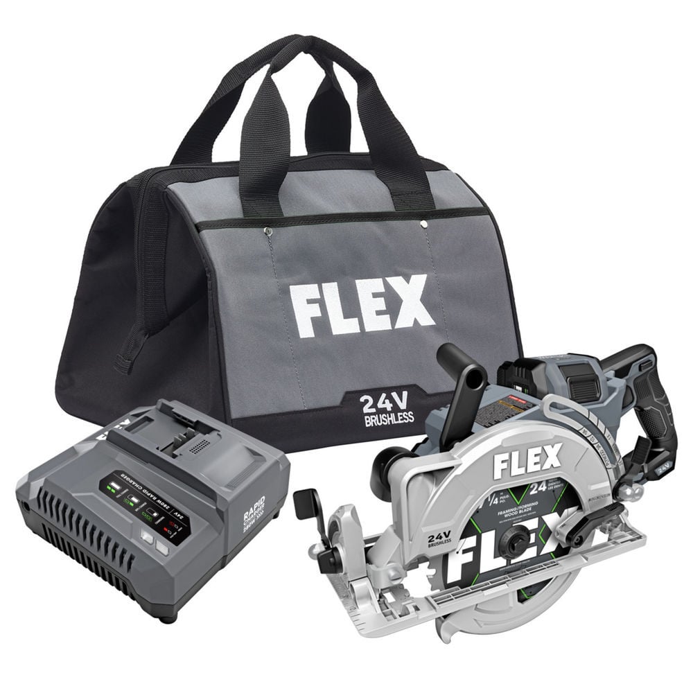 FLEX 24V 7 1/4in Circular Saw Rear Handle Stacked Lithium Battery Kit, large image number 1