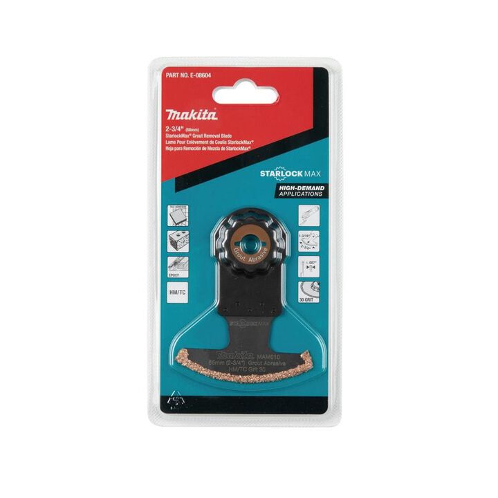 Makita StarlockMax Oscillating Multi Tool 2 3/4in Hard Metal with Tungsten Carbide 30 Grit Grout and Abrasive Segmented Saw Blade, large image number 2