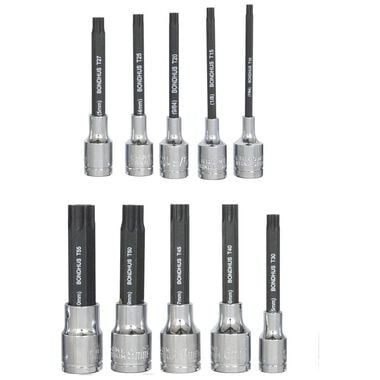 Bondhus 2 Inch Star Socket Bits with Sockets Set of 10