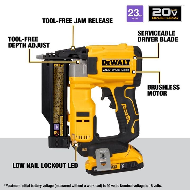 DEWALT ATOMIC Compact Series 20V MAX Pin Nailer 23 Gauge Kit, large image number 11