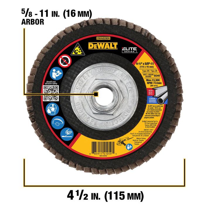 DEWALT 4 1/2in X 5/8in 11 SG40 T29 Ceramic Flap Disc, large image number 1