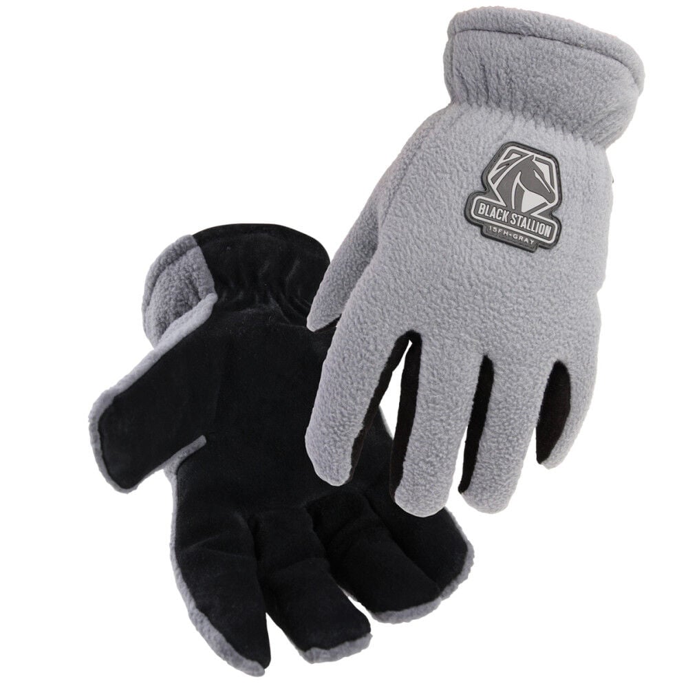 Black Stallion FuzzyHand Polar Fleece Winter Gloves Size Large – 15FH-GRY-L