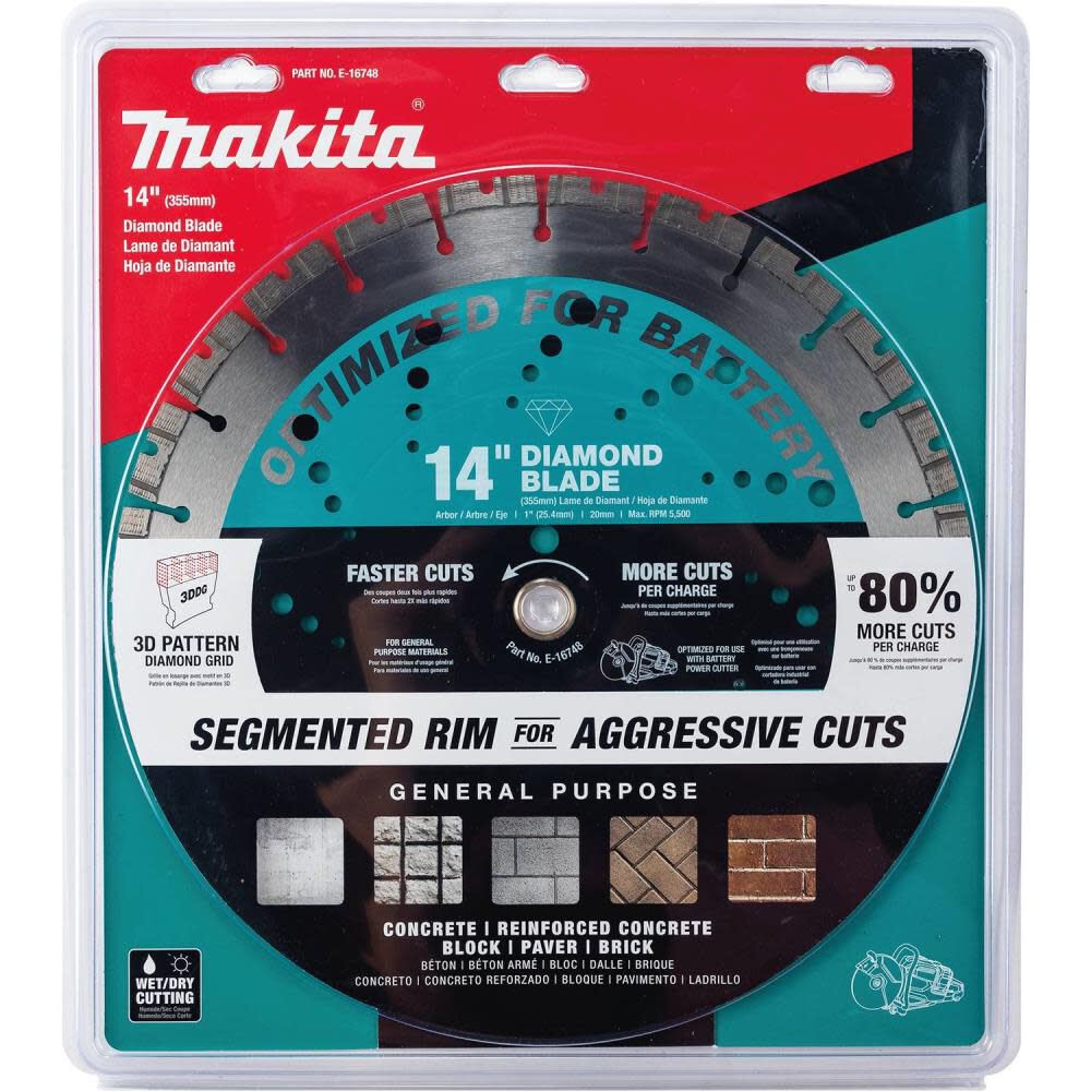 Makita Thin Kerf 14 Inch Segmented Turbo Rim Diamond Blade for Reinforced Concrete and Brick, large image number 3