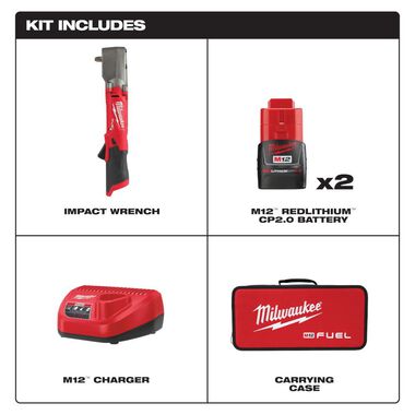 Milwaukee M12 FUEL 3/8inch Right Angle Impact Wrench Kit, large image number 1