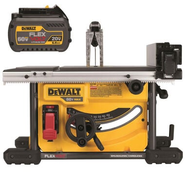 DEWALT FLEXVOLT 60V MAX 8-1/4 Inch Table Saw & 6.0 Ah Battery Bundle