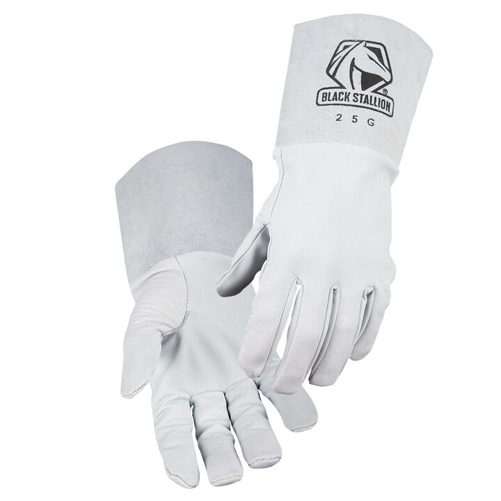 Black Stallion Pearl White Grain Goatskin TIG Gloves Medium