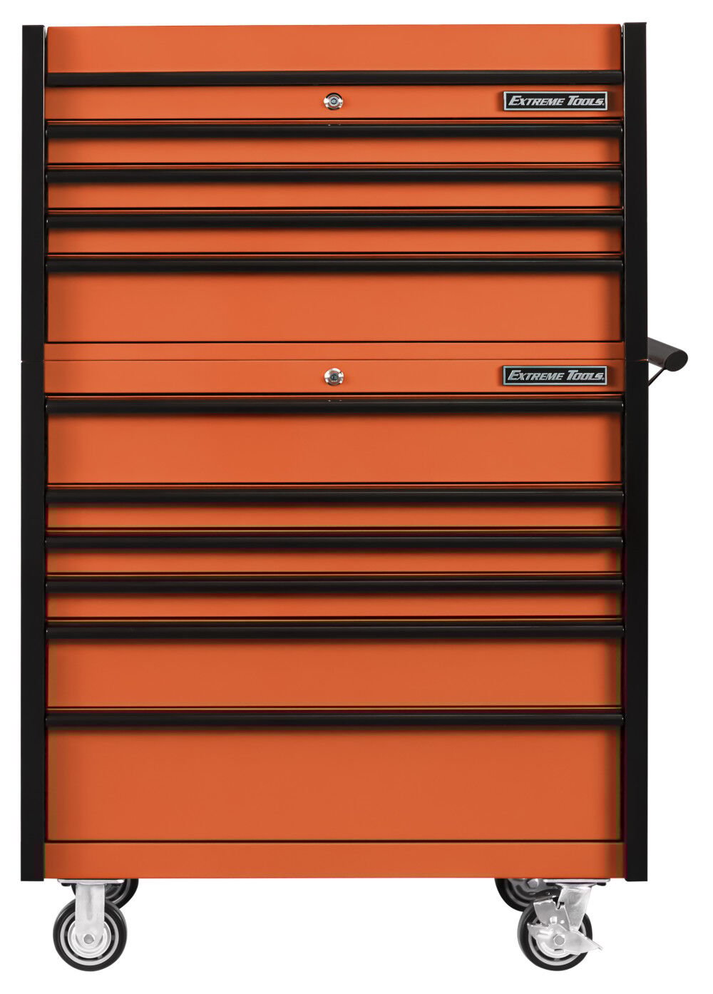 Extreme Tools DX Series 41 Inch W x 25 Inch D 4 Drawer Top Chest & 6 Drawer Roller Cabinet Combo with Black Drawer Pulls – DX4110CROK
