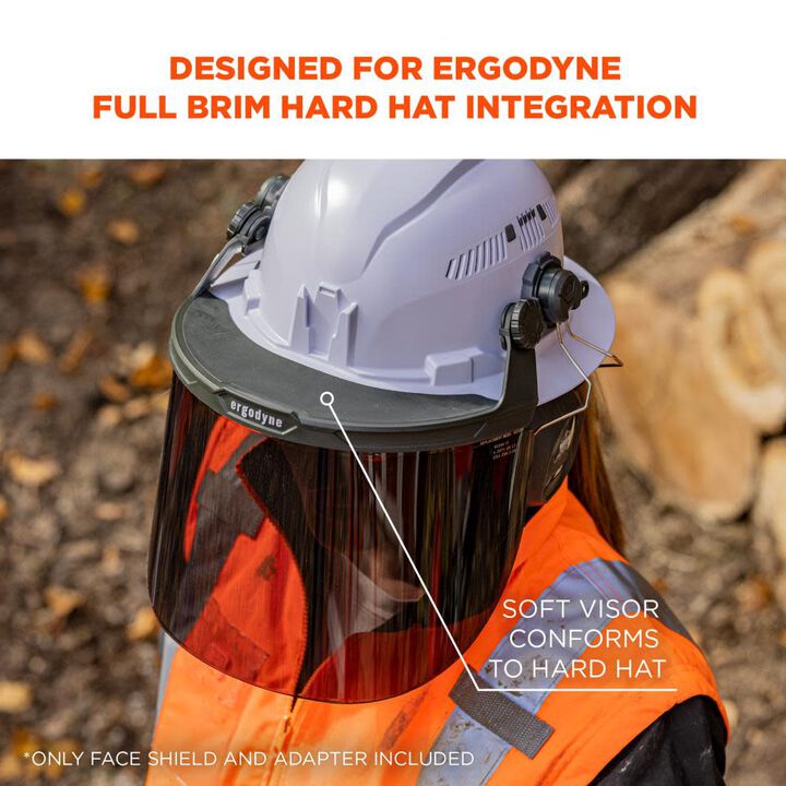 Ergodyne Clear Lens Gray Hard Hat Face Shield for Full Brim, large image number 1