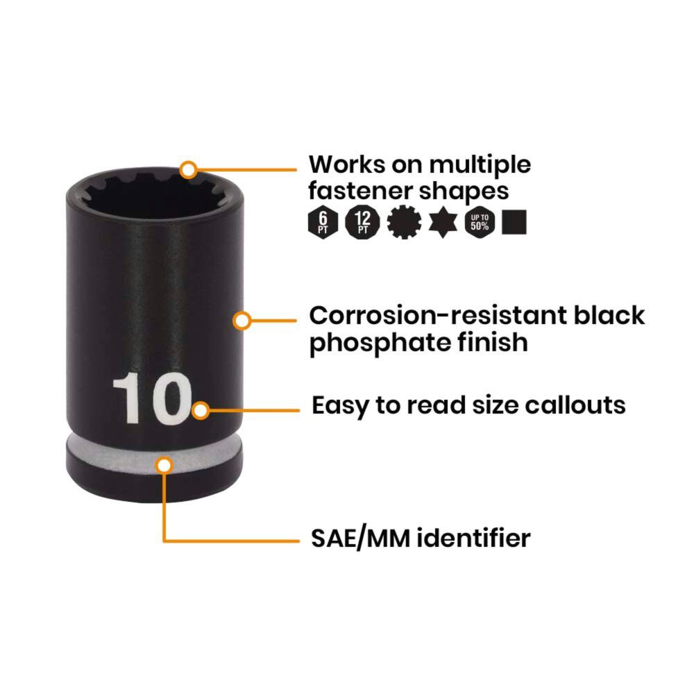 Spyder 3/8 Inch Metric Impact Socket Set With Adapter, 6 Pieces, large image number 4