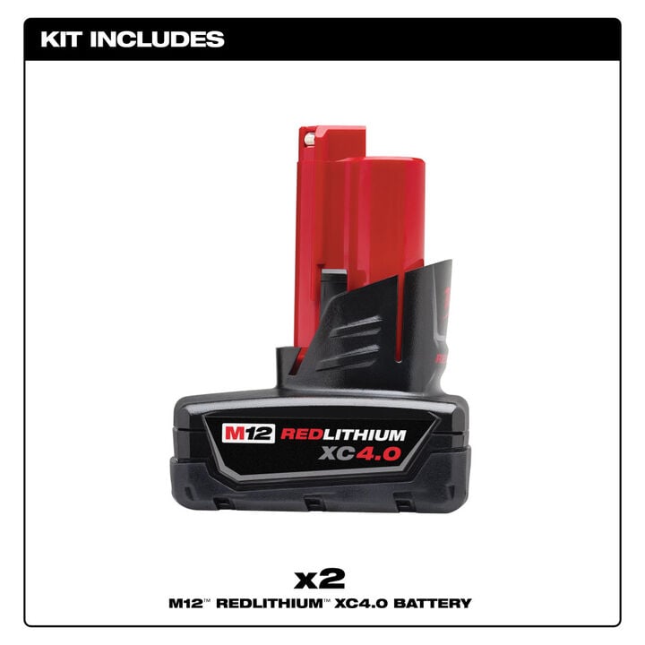 Milwaukee M12 REDLITHIUM XC4.0 Battery Two Pack, large image number 1