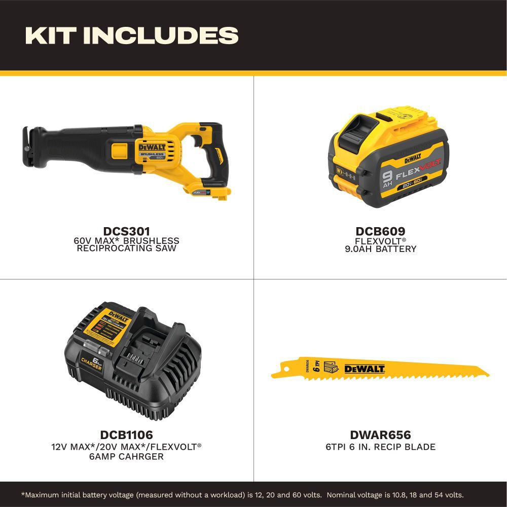 DEWALT FLEXVOLT 60V MAX Brushless Cordless Reciprocating Saw Kit, large image number 3