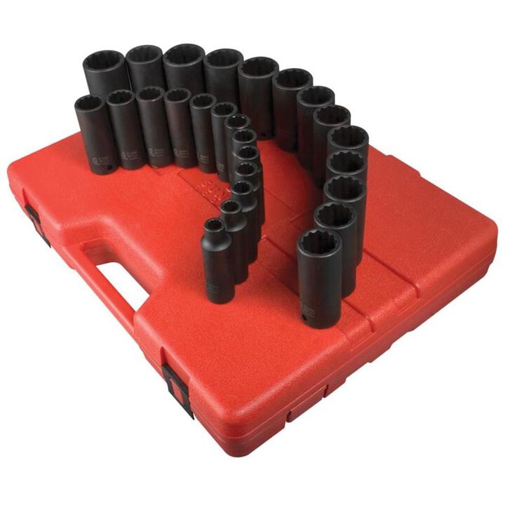 Sunex 26 pc. 1/2 In. Drive 12 Pt. Metric Deep Impact Socket Set, large image number 1