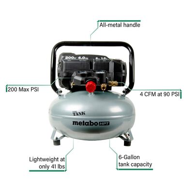 Metabo HPT The Tank 6 Gallon 200 PSI Job Site Compressor, large image number 6