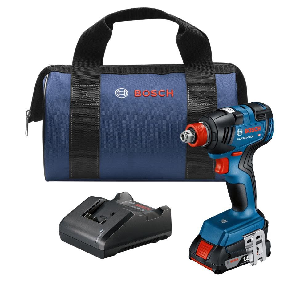 Bosch 18V Two-In-One 1/4 in & 1/2 in Bit/Socket Impact Driver/Wrench 2Ah Kit Factory Reconditioned - GDX18V-1800B12-RT