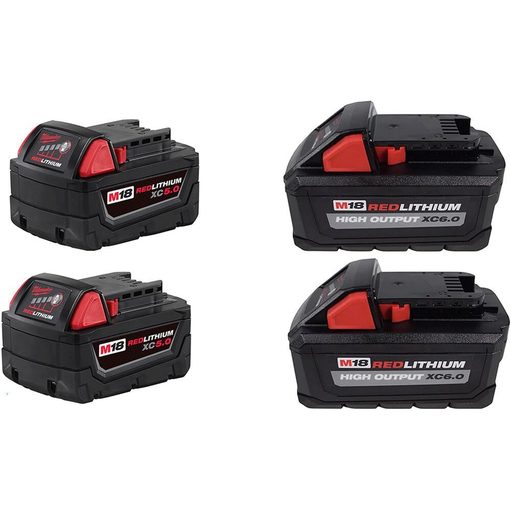 Milwaukee M18 REDLITHIUM XC 18V 5Ah/6Ah Lithium Ion Power Tool Battery Pack with Fuel Indicator (2 Pack), large image number 1