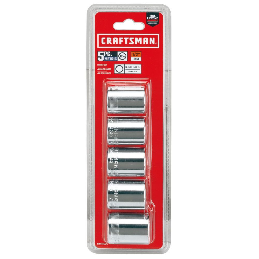 CRAFTSMAN 1/2-in Drive Metric Socket Set, 5pc, large image number 5