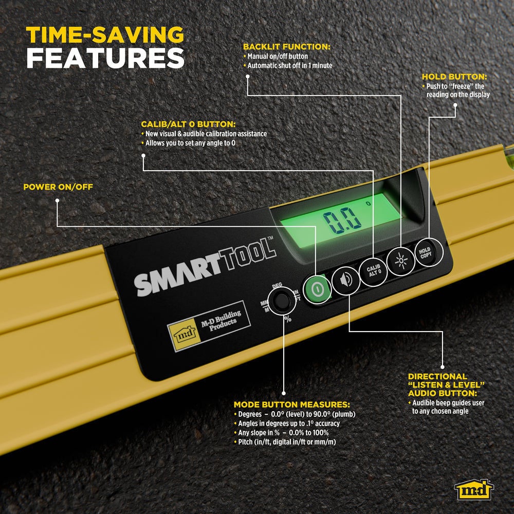 M-D Building Products Smarttool Gen3 24 Inch Yellow Digital Level, large image number 6