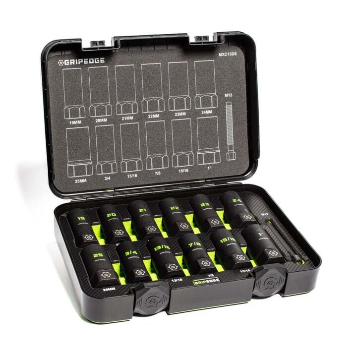GripEdge Tools 1/2 Inch Deep Metric & SAE Master Socket Extractor Set 13 Pieces, large image number 1