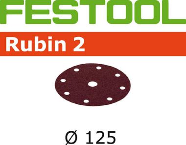 Festool Rubin 2 P60 Grit Abrasives for ETS 125 / RO 125 Sanders Pack Of 10, large image number 0