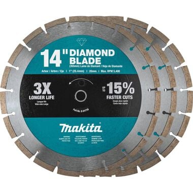 Makita 14in Diamond Blade Segmented General Purpose Contractor 3/pk, large image number 0