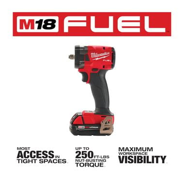 Milwaukee M18 FUEL 3/8 Compact Impact Wrench with Friction Ring CP2.0 Kit, large image number 2