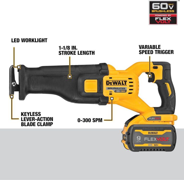 DEWALT 60V MAX 7-1/4 Inch Cordless Saw & Reciprocating Saw Bundle, large image number 15