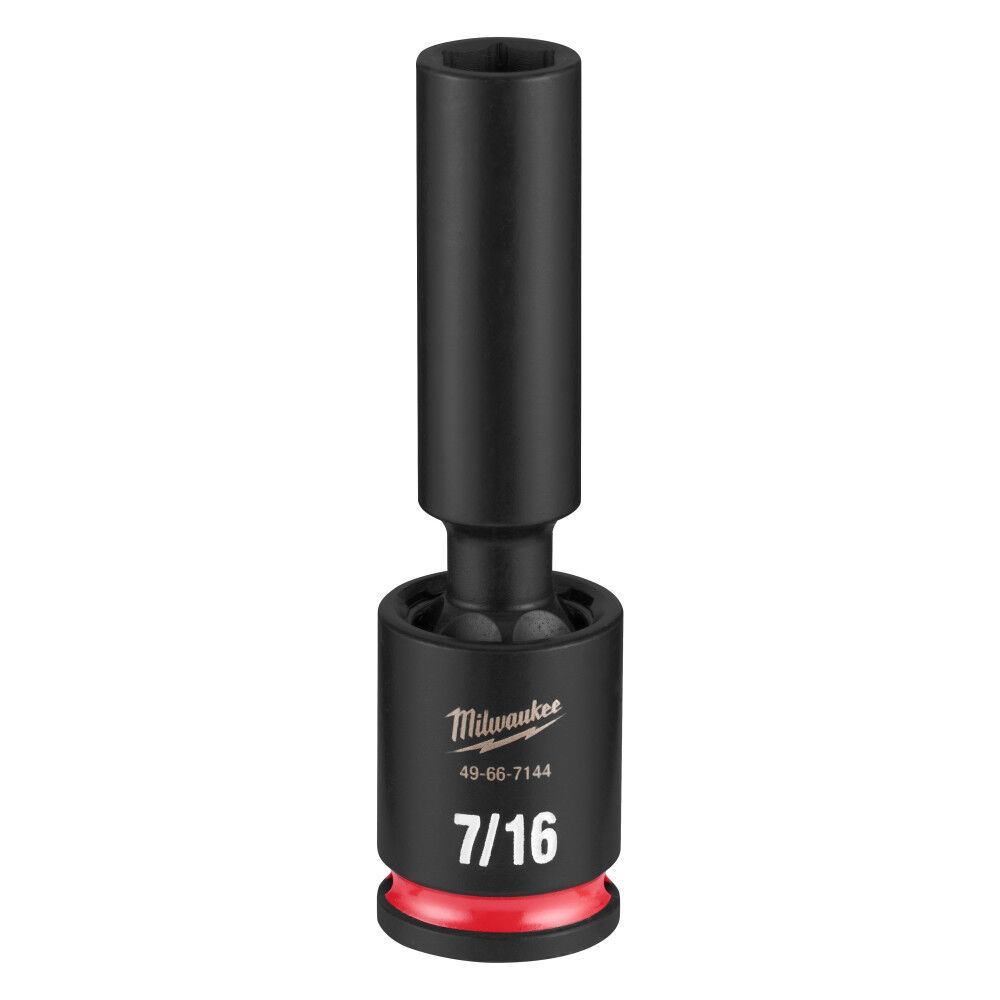 Milwaukee SHOCKWAVE Impact Duty 3/8 Inch Drive 7/16 Inch Deep Swivel Socket - 49-66-7144