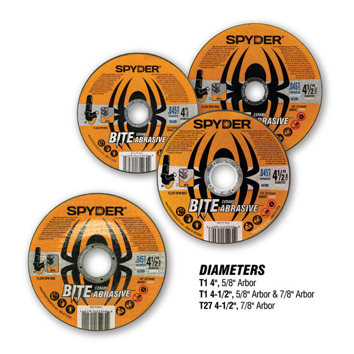 Spyder 4.5 Inch Ceramic Cut-Off Wheel, Type 1, 7/8 Inch Arbor, 0.045 Inch Thick, large image number 4