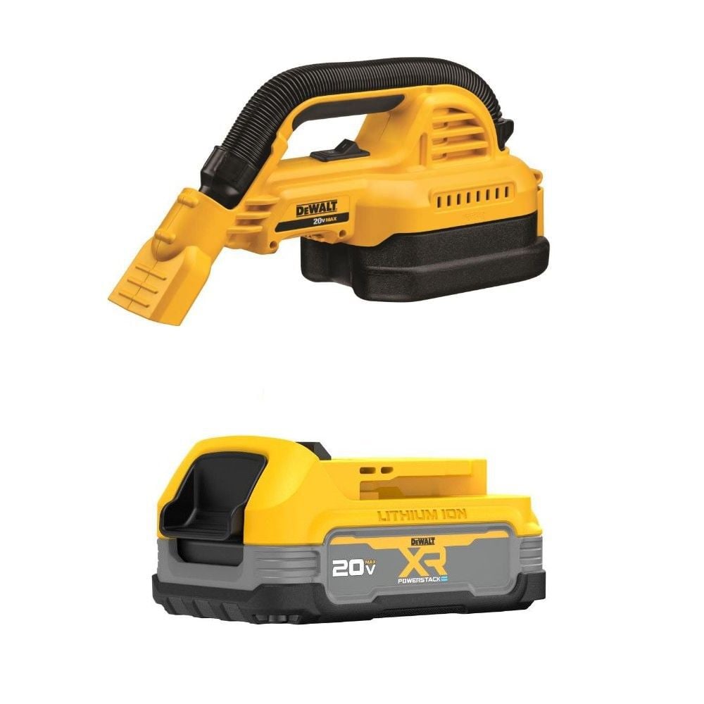 DEWALT 20V MAX Portable Wet or Dry Vacuum & 20V MAX XR POWERSTACK Compact 1.7Ah Battery Bundle, large image number 1