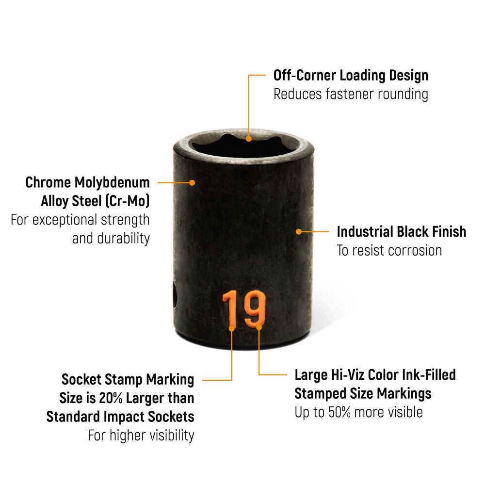 GEARWRENCH 1/2 Inch Drive 6 Point Metric Hi-Viz Impact Socket Set 12 Pieces, large image number 3