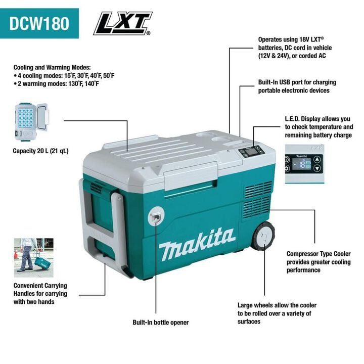 Makita 18V X2 (36V) LXT Lithium-Ion 12V/24V DC Auto and AC Cooler/Warmer (Bare Tool), large image number 7