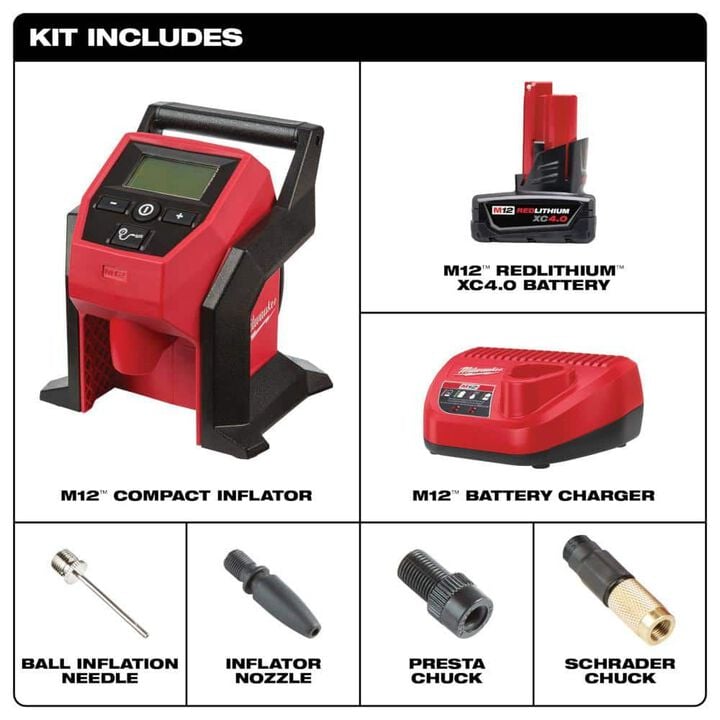 Milwaukee M12 Compact Inflator Kit, M12 Radio + Charger Bundle, large image number 4