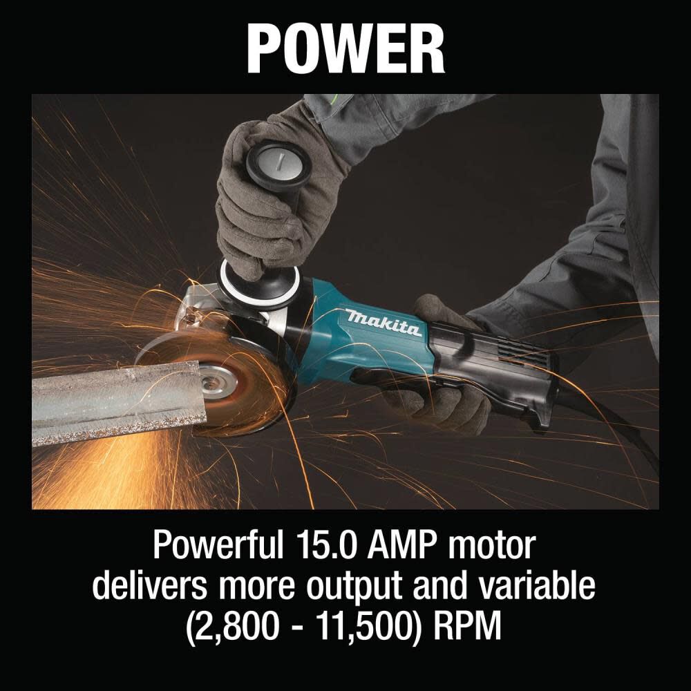 Makita 5 in SJS II High-Power Angle Grinder, Paddle Switch