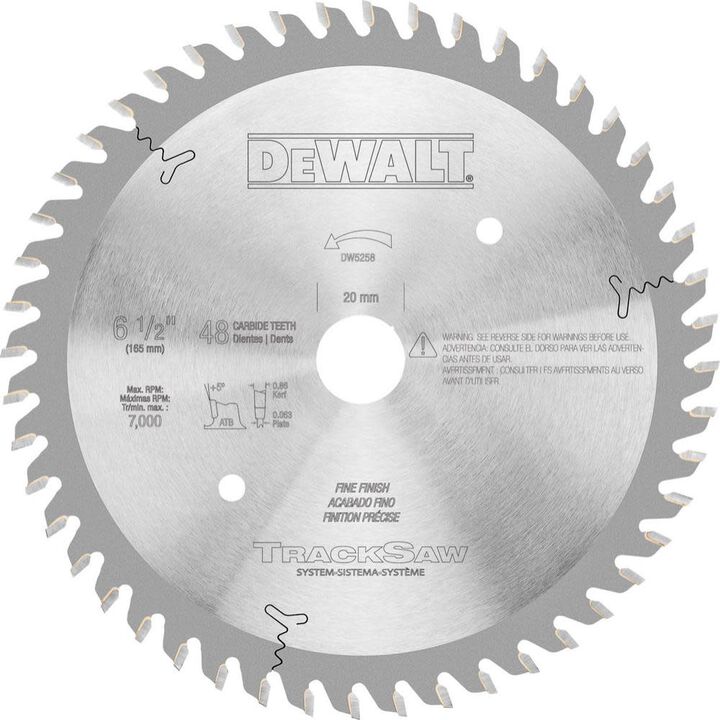 DEWALT Precision-Ground Woodworking Blade for TrackSaw System - 48T