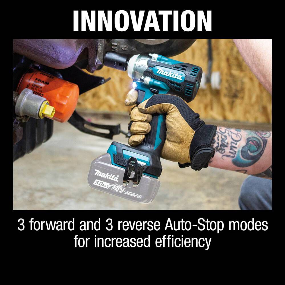 Makita 18V LXT 4-Speed 1/2in Sq Drive Impact Wrench with Detent Anvil (Bare Tool), large image number 2