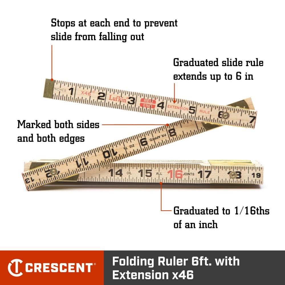 1066DLN WOOD RULE,5/8X6',REDEND ENG,3PK From COOPER TOOLS