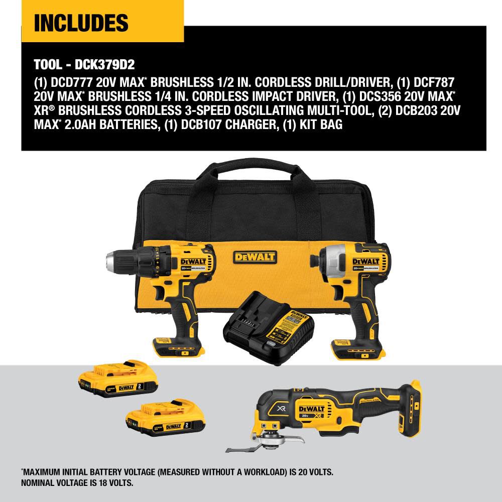 DEWALT 20V MAX Brushless 3 Tool Combo Kit, large image number 15