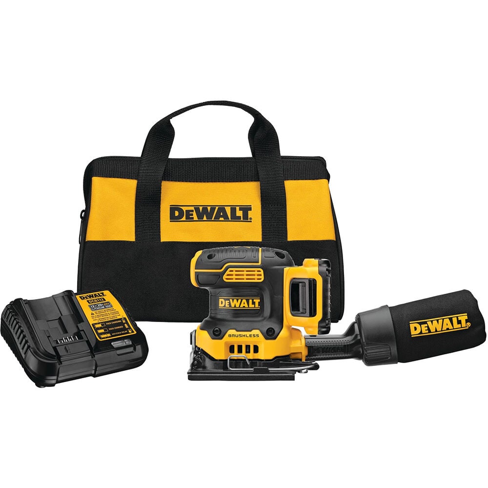 DEWALT 20V MAX XR Cordless 1/4 Sheet Variable Speed Sander Kit (2.0 Ah Battery) - DCW200D1